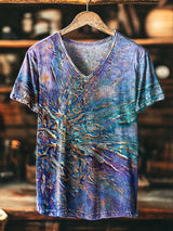 Unisex Kurzarm T-Shirt mit abstraktem Baum- und Energie-Design – Kunstprint aus Baumwollmix für Alltag & kreative Styles