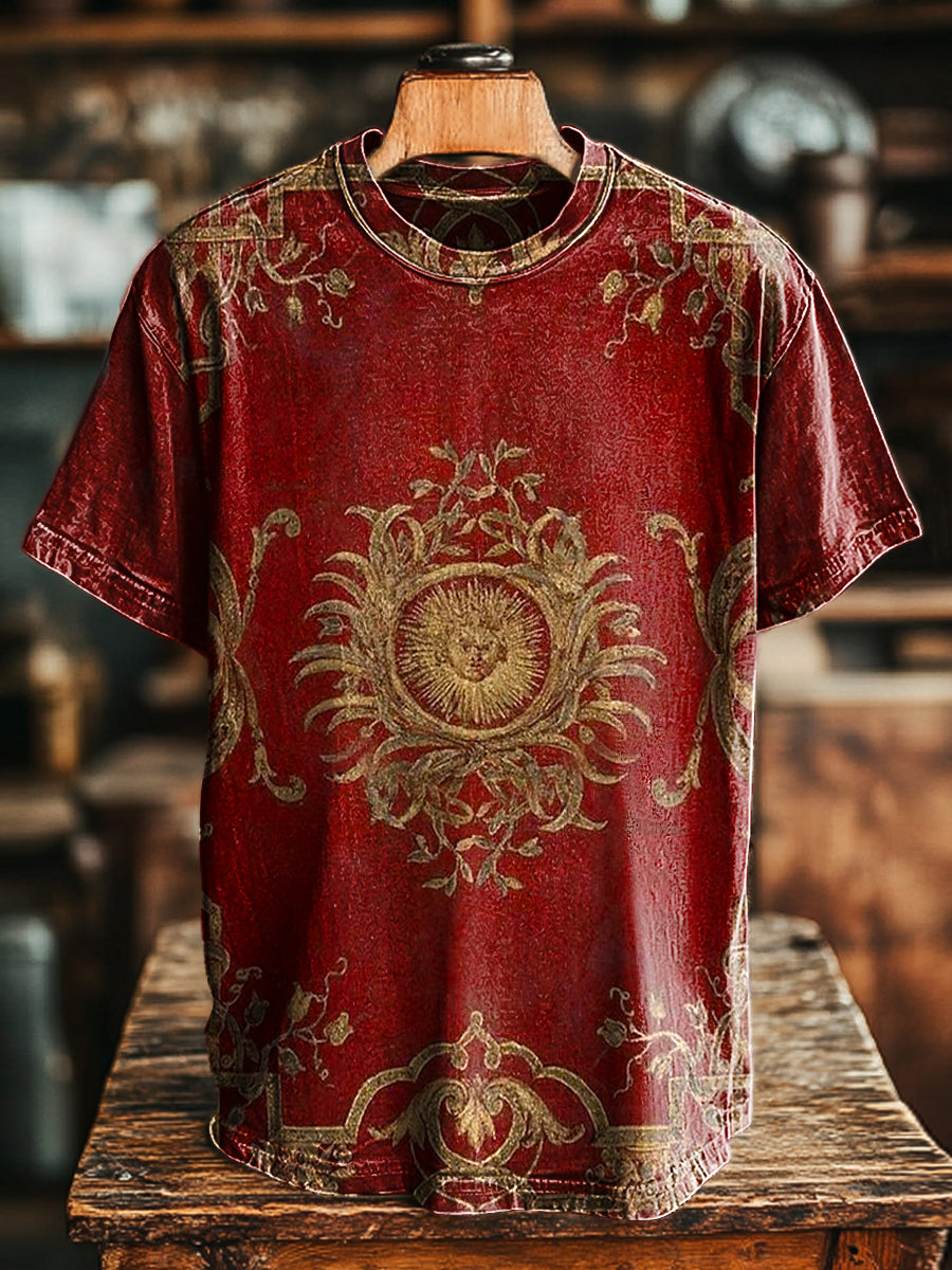 Herren T-Shirt mit antikem Barock-Muster – Vintage-Design aus Baumwollmix für Alltag & kreative Styles