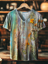 Unisex Künstlerisches T-Shirt mit Blumen-Print – Baumwollmix Kurzarmshirt für Natur- & Kunstliebhaber