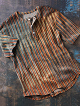 Herren Retro-gestreiftes T-shirt mit Knopfleiste – Baumwollmix, Leicht & Alltagstauglich