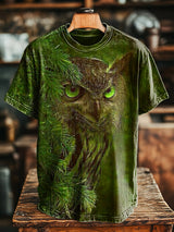 Herren T-Shirt mit realistischem Eulen-Print – Kurzarm, Baumwollmix, Naturdesign für Sommer & Freizeit