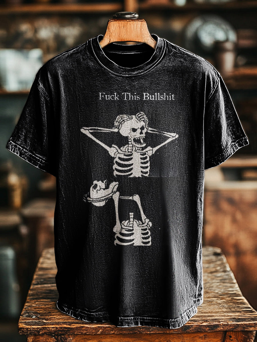 Unisex Retro-Schädel-Druck lässig lose T-Shirt