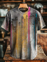 Herren Vintage T-Shirt mit bunter Tinten-Optik – Farbverlauf, Streetwear-Style, Lockerer Schnitt