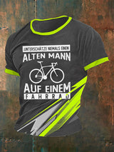Herren-T-Shirt Alter Mann Auf Einem Fahrrad
