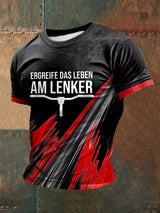 Herren-Kurzarm-T-Shirt Ergreife das Leben am Lenker bedruckt