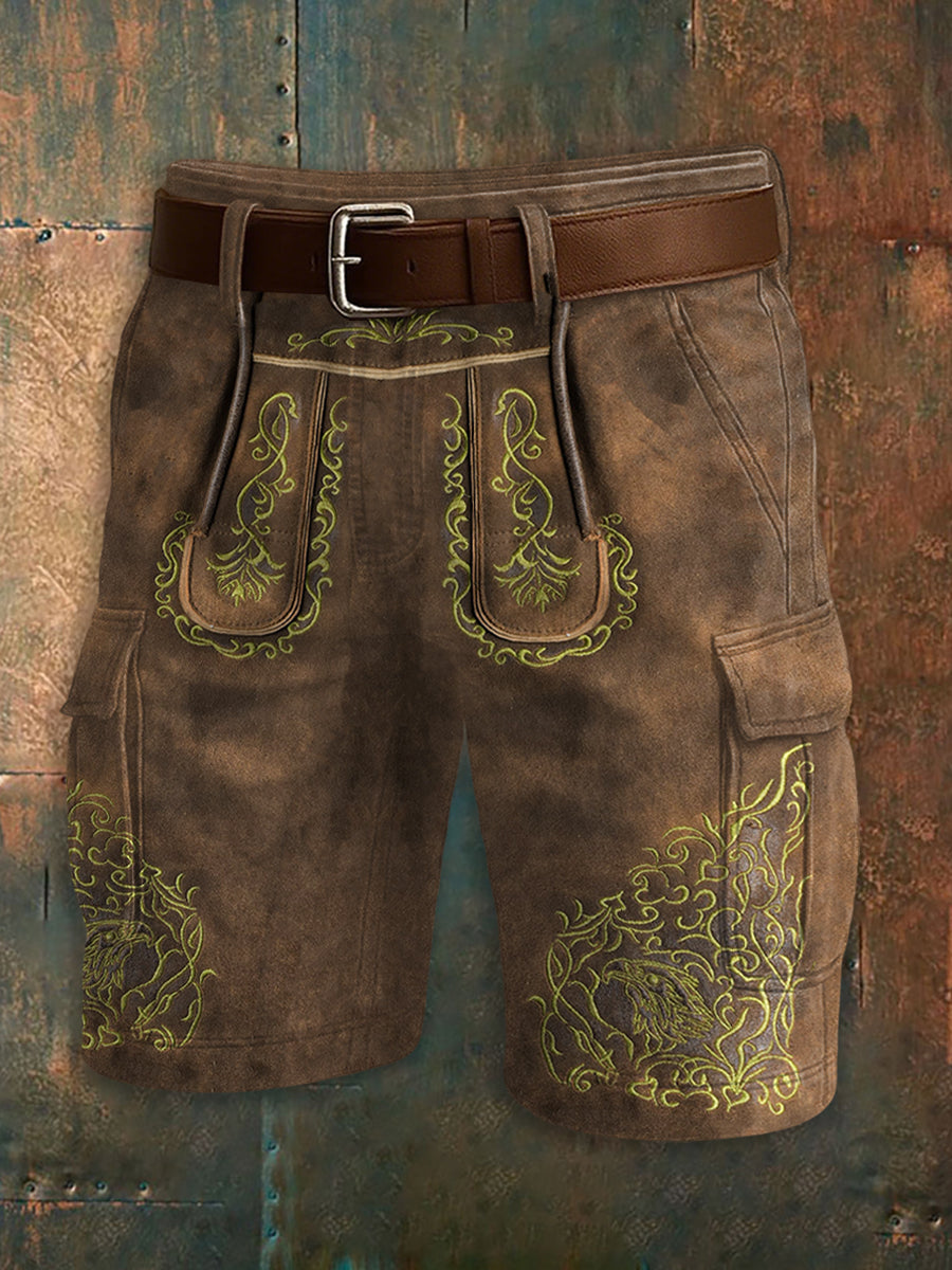 Herren Oktoberfest Hirschhosen Konstnärliga tryckt textur Pocket Freizeit Cargo Shorts