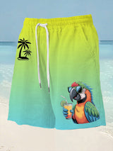 Herren Es ist 5 Uhr Irgendwo Papagei Palm Print Freizeit shorts