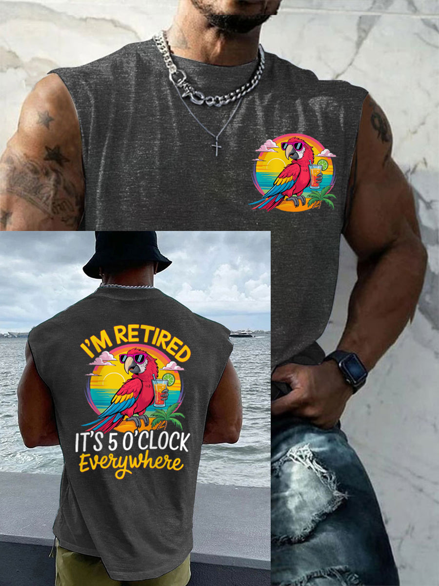 LI-Rentner für Männer Es ist 5 Uhr überall Papagei Casual Tank Top