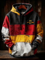 Herren Deutschland Kunstdruck Übergroßer Schulter-Hoodie mit Tasche