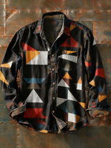 Herren Retro Abstrakt Kunstdruck Lässiges Langarm-Hemd