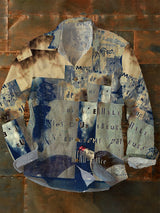 Herren Abstrakte Kunst Vintage Mode Freizeit hemd