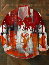 Herren Abstrakte Kunst Vintage Mode Freizeit hemd