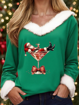 Damen Lässiges Weihnachts pelz kragen oberteil