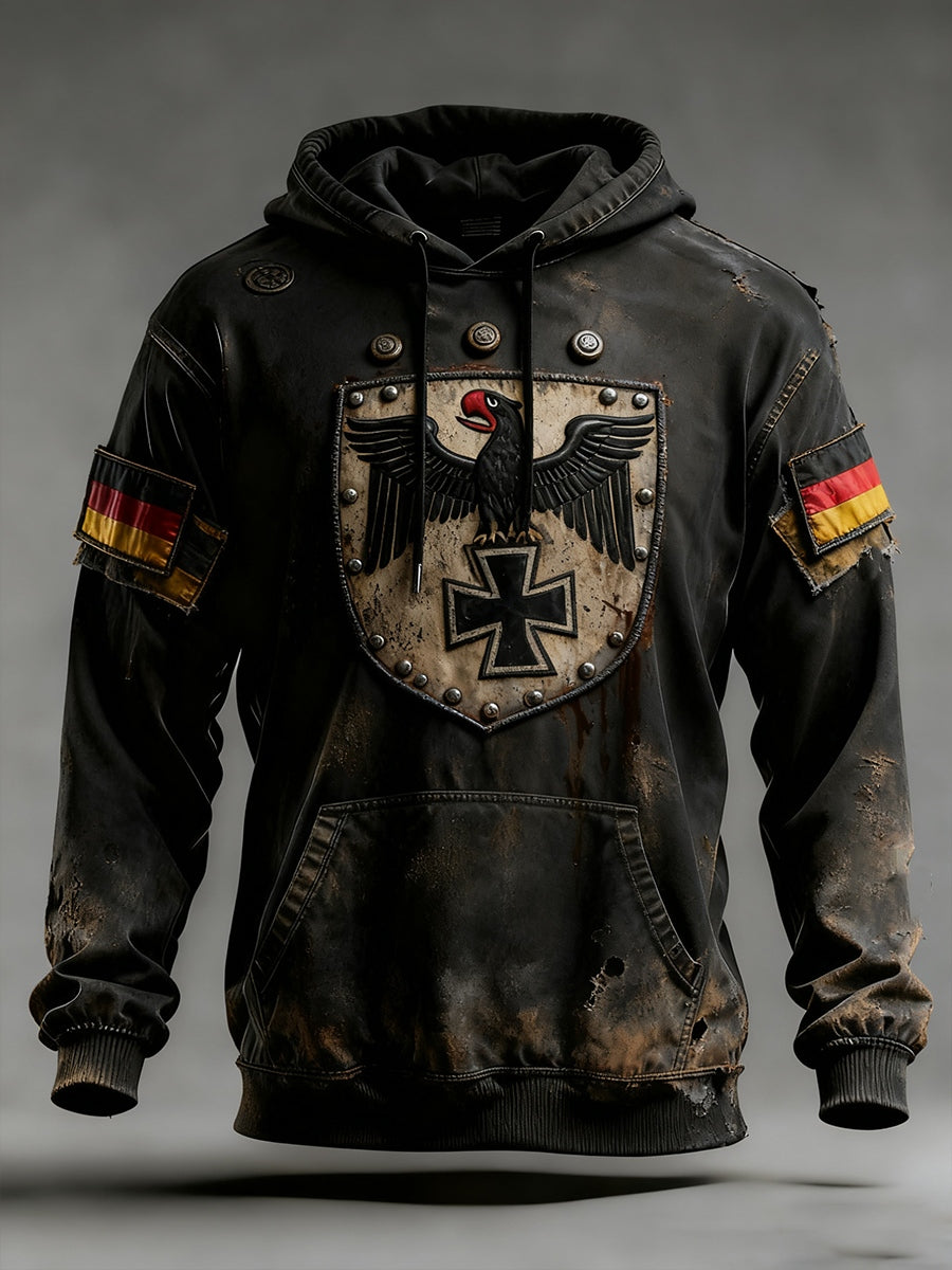 Herren Vintage Deutsche Flagge Kunstdruck Hoodie