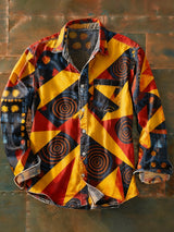 Herren Retro Abstrakt Kunstdruck Lässiges Langarm-Hemd