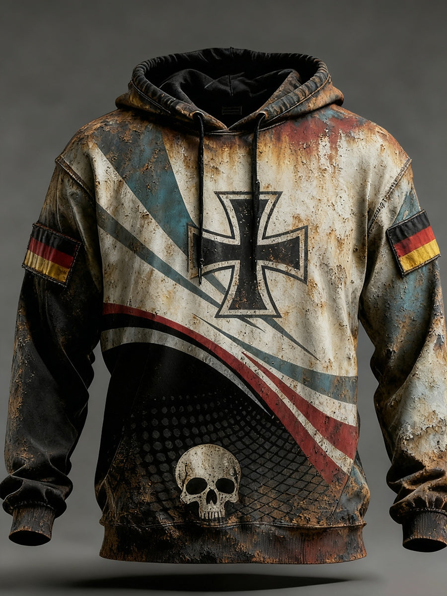 Herren Vintage Deutsche Flagge Kunstdruck Hoodie