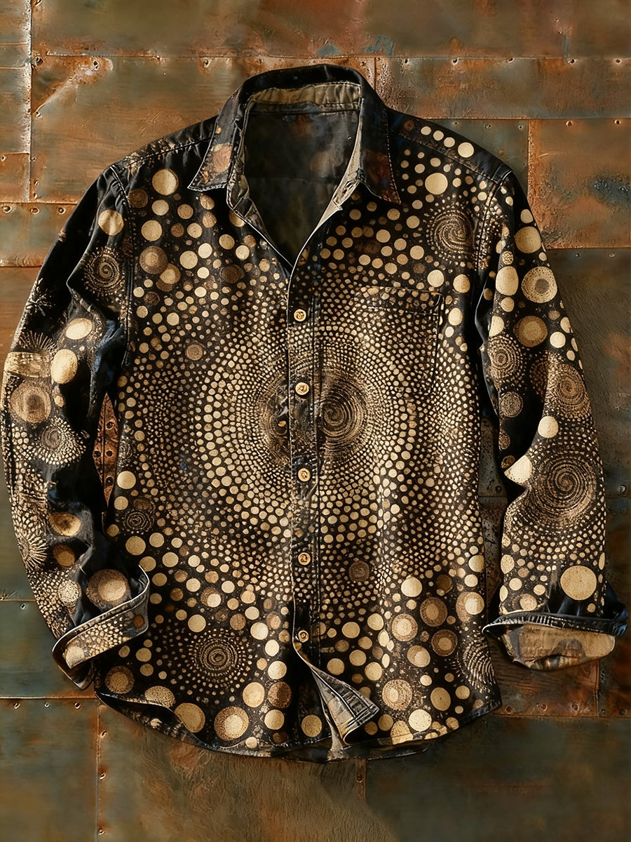 Herren Retro Abstrakt Kunstdruck Lässiges Langarm-Hemd