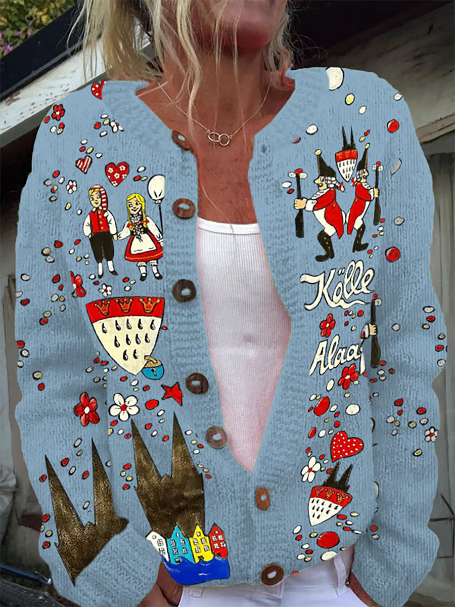 Damen Köln Karneval Freizeit Strickjacke Jacke