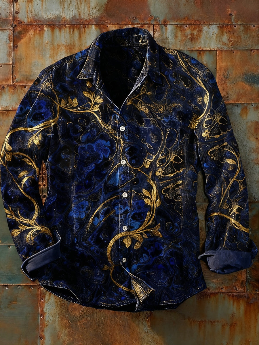Herren Retro Abstrakt Kunstdruck Lässiges Langarm-Hemd