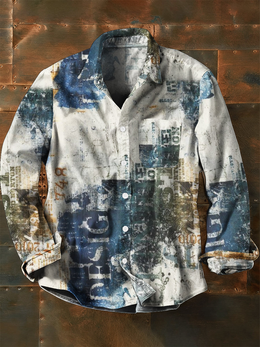 Herren Abstrakte Kunst Vintage Mode Freizeit hemd