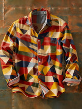Herren Retro Abstrakt Kunstdruck Lässiges Langarm-Hemd