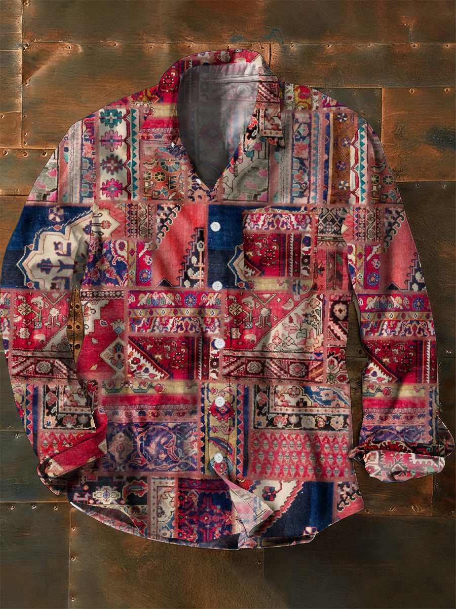 Herren Abstrakte Kunst Vintage Mode Freizeit hemd