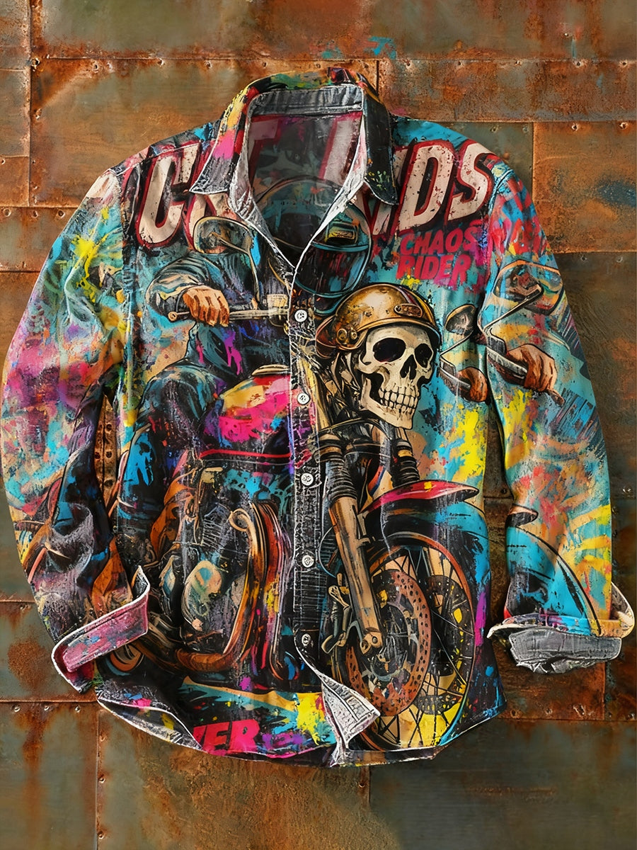 Herren Retro Abstrakt Kunstdruck Lässiges Langarm-Hemd
