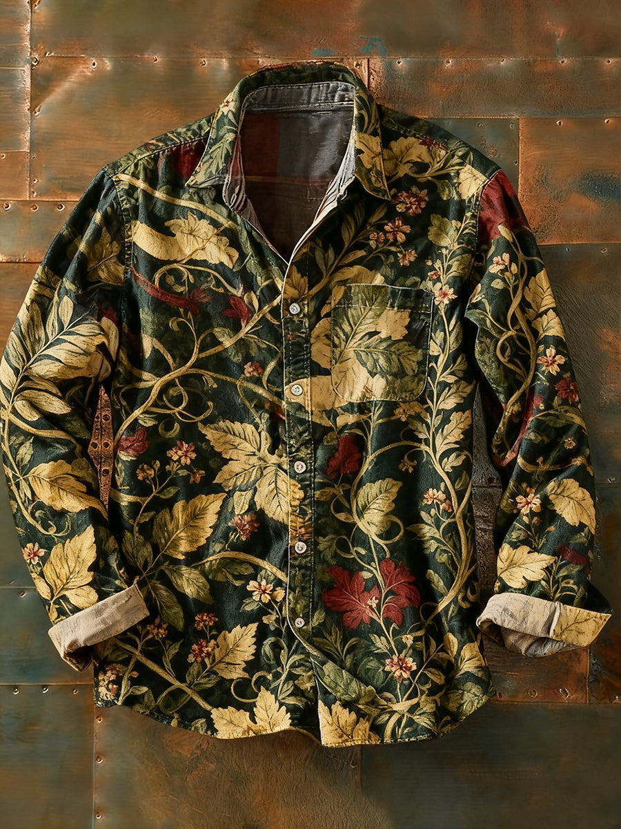 Herren Retro Abstrakt Kunstdruck Lässiges Langarm-Hemd