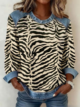 Patchwork-Sweatshirt mit abstrakter Kunst linie Muster für Frauen