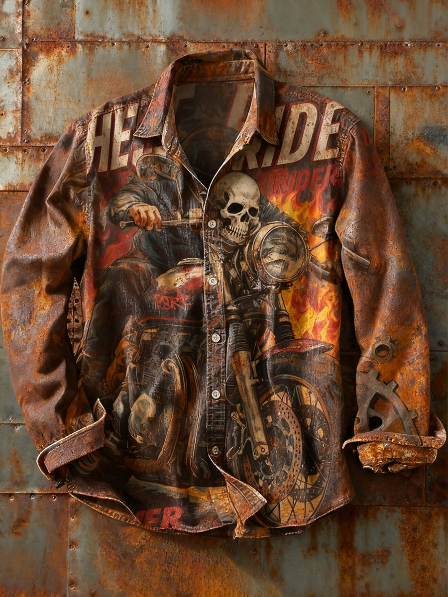 Herren Retro Abstrakt Kunstdruck Lässiges Langarm-Hemd