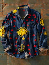 Herren Retro Abstrakt Kunstdruck Lässiges Langarm-Hemd