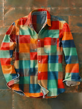 Herren Retro Abstrakt Kunstdruck Lässiges Langarm-Hemd