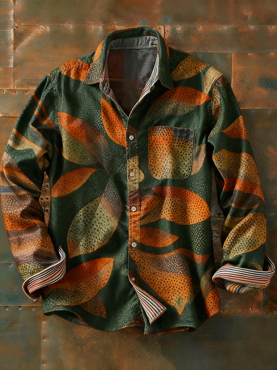 Herren Retro Abstrakt Kunstdruck Lässiges Langarm-Hemd