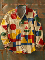 Herren Retro Abstrakt Kunstdruck Lässiges Langarm-Hemd