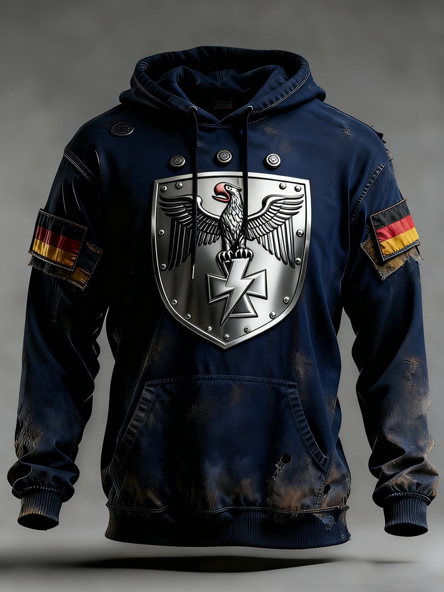 Herren Vintage Deutsche Flagge Kunstdruck Hoodie