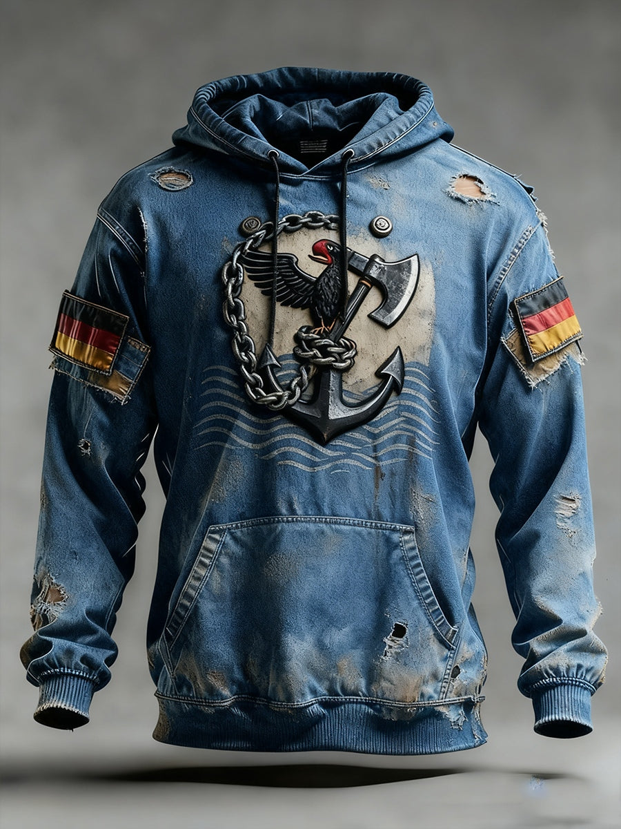 Herren Vintage Deutsche Flagge Kunstdruck Hoodie
