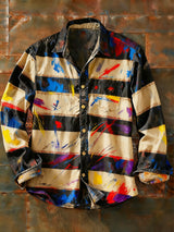 Herren Retro Abstrakt Kunstdruck Lässiges Langarm-Hemd