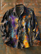 Herren Retro Abstrakt Kunstdruck Lässiges Langarm-Hemd