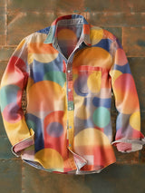 Herren Retro Abstrakt Kunstdruck Lässiges Langarm-Hemd