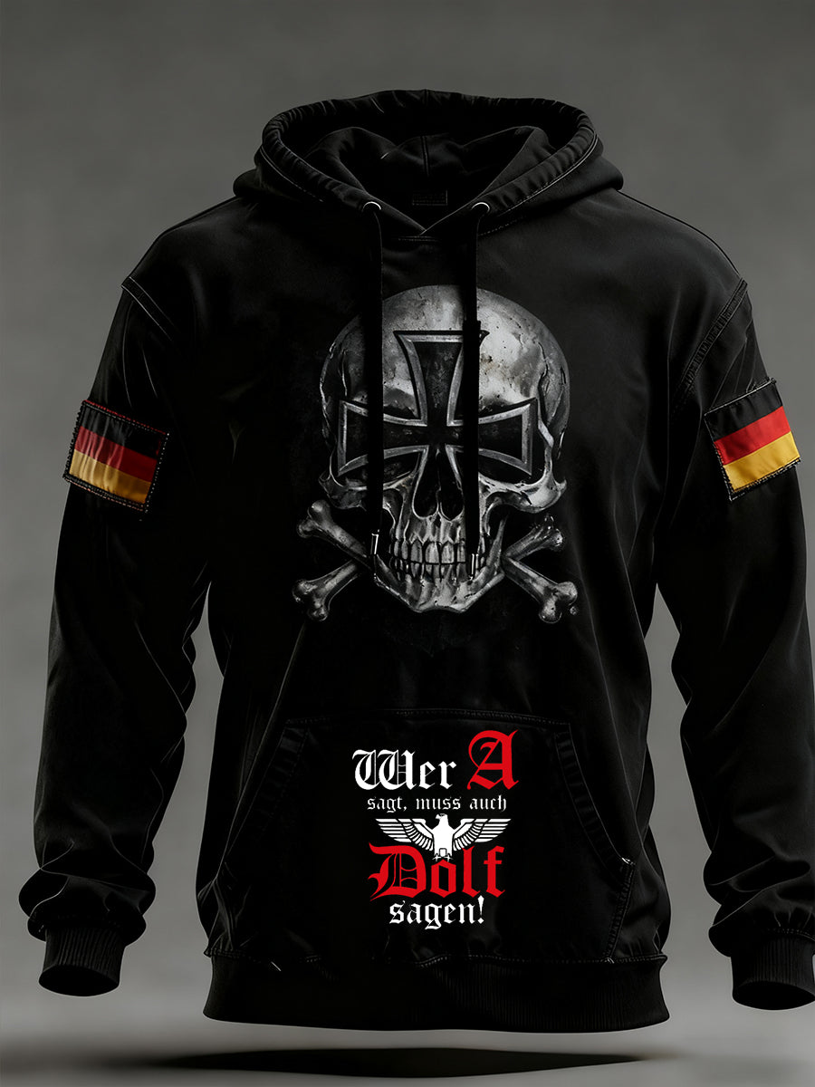 Herren Vintage Deutsche Flagge Kunstdruck Hoodie