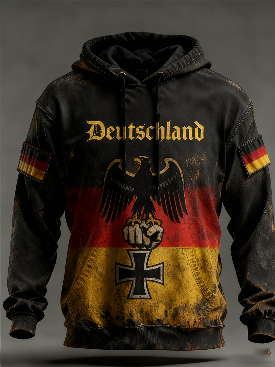 Herren Vintage Deutsche Flagge Kunstdruck Hoodie