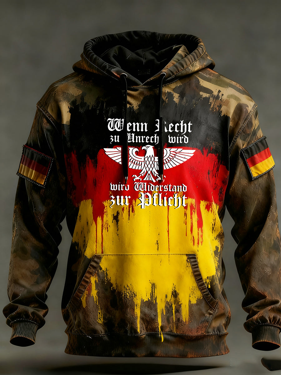 Herren Vintage Deutsche Flagge Kunstdruck Hoodie