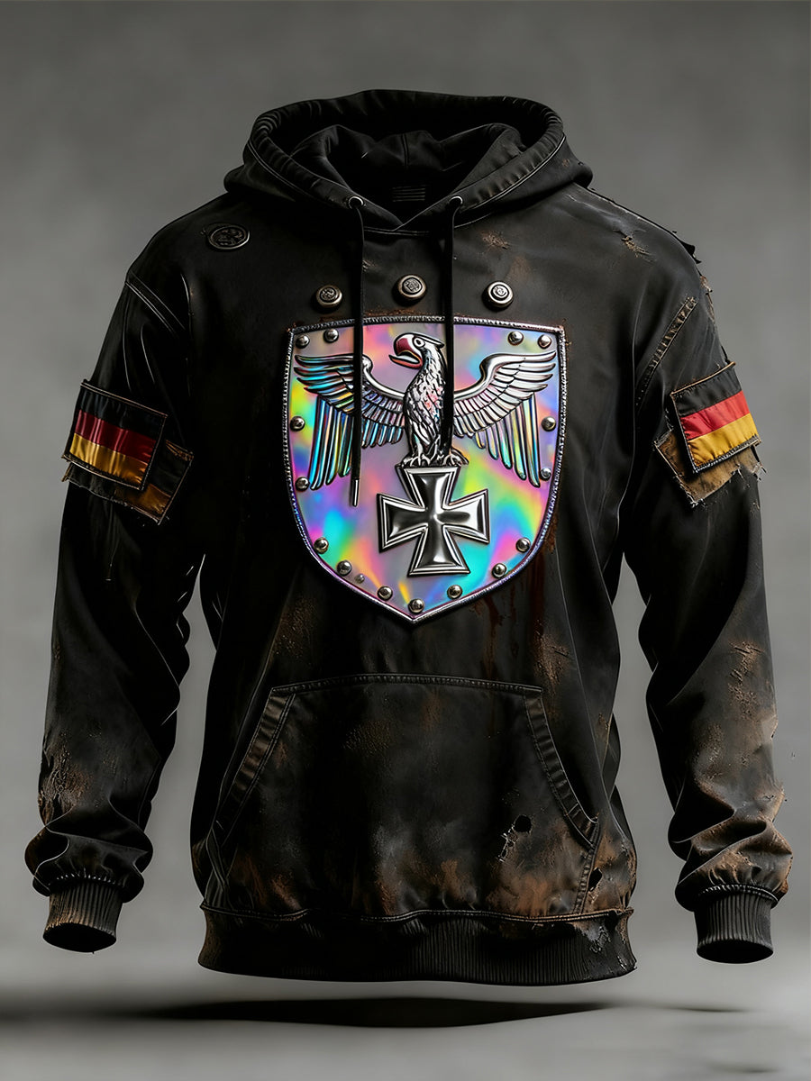 Herren Vintage Deutsche Flagge Kunstdruck Hoodie