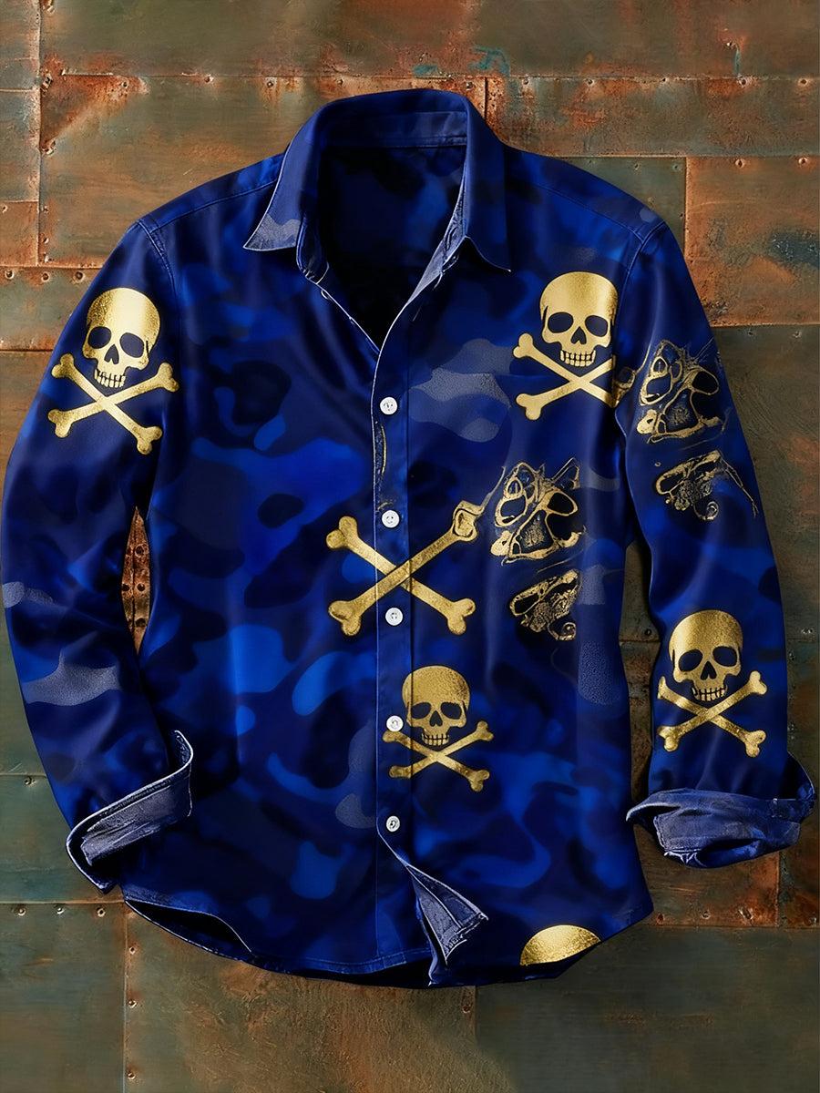 Herren Retro Abstrakt Kunstdruck Lässiges Langarm-Hemd
