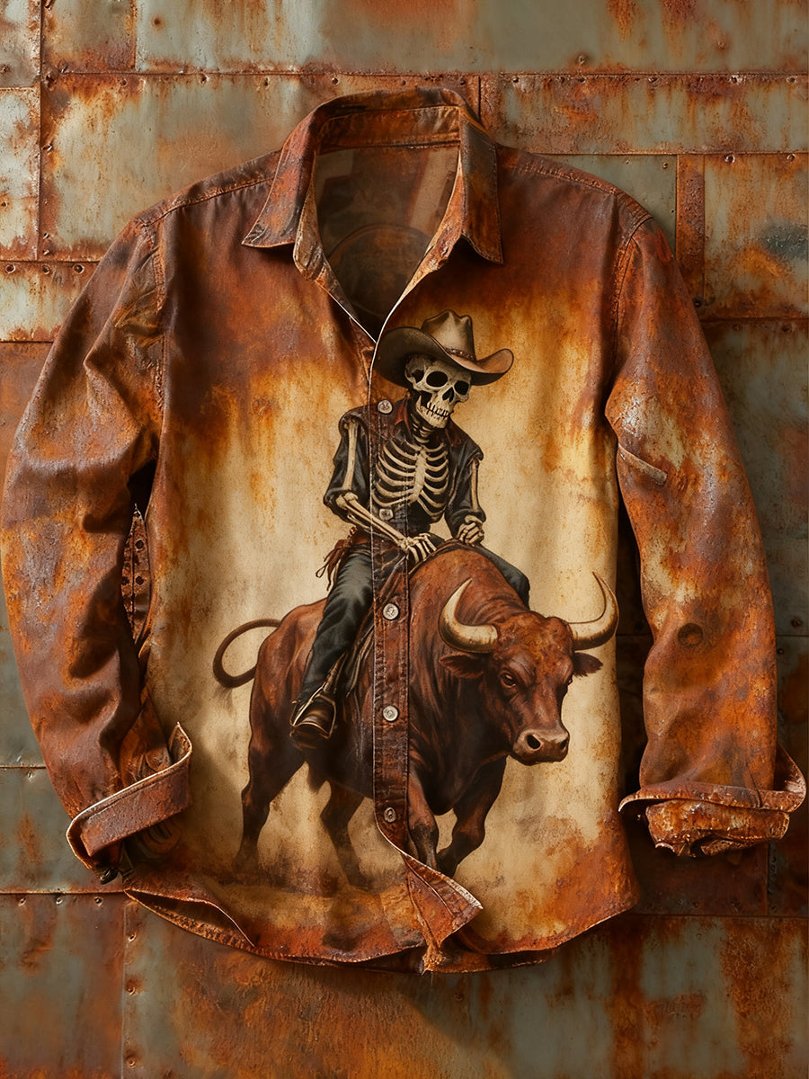 Herren Retro Abstrakt Kunstdruck Lässiges Langarm-Hemd