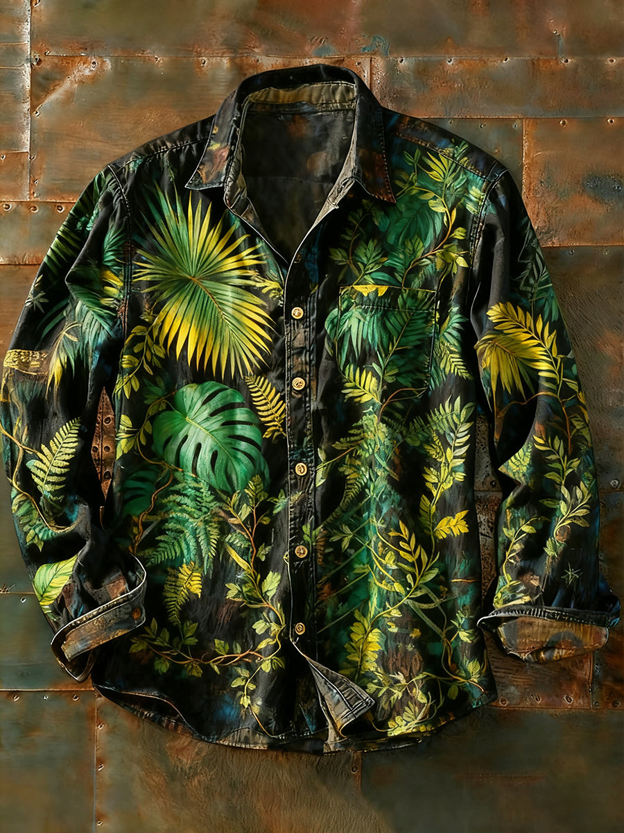 Herren Retro Abstrakt Kunstdruck Lässiges Langarm-Hemd