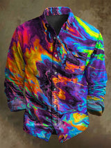 Abstrakte Farbe Clash Art Rendering lässig bedrucktes Langarm-Shirt