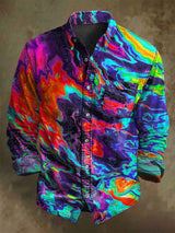 Abstrakte Farbe Clash Art Rendering lässig bedrucktes Langarm-Shirt
