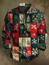 Langärmliges Vintage-Hemd mit Karo druck Weihnachten