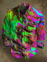 Abstrakte Farbe Clash Art Rendering lässig bedrucktes Langarm-Shirt